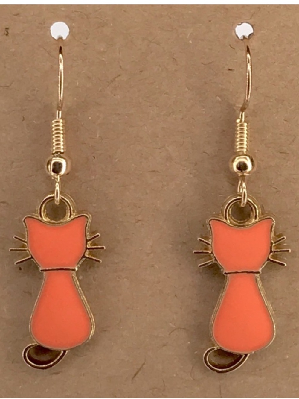 *LAST SET* 18k Gold Plated Hook Cat Dangle Earrings